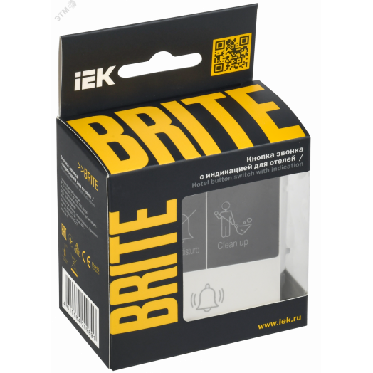 BRITE Кнопка звонка с индикацией для отелей 10А ВС10-1-9-БрЖ жемчуг IEK