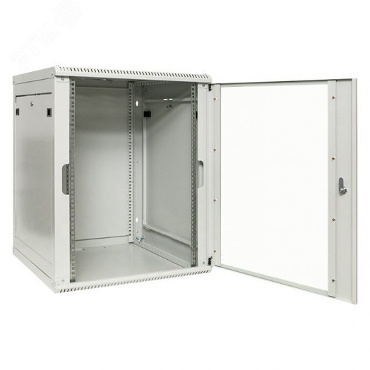 Шкаф настенный 19'' TERACOM PRO 15U 600х600 мм дверь стеклянная с замком-ручкой серый