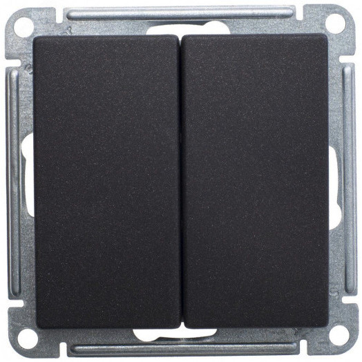 W59 Переключатель двухклавишный, 10АХ, механизм, черный бархат