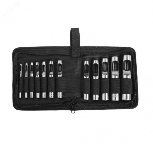 Набор пробойников для кожи 3-19 мм, 12 шт