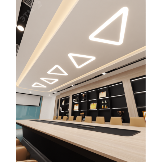 Светильник светодиодный RVE-LBX-HOLE-TRIO-SOFT-1630-V (Треугольник закругл. с отв. 1630х1454х100мм S80мм 120Вт встраиваемый 4000K Белый)