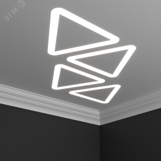 Светильник светодиодный RVE-LBX-HOLE-TRIO-SOFT-1630-V (Треугольник закругл. с отв. 1630х1454х100мм S80мм 120Вт встраиваемый 4000K Белый)