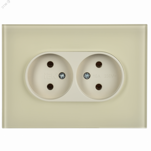 SKANDY Розетка 2-местная без заземления без защитных шторок для плоской вилки 10А SK-R03B стекло бежевый