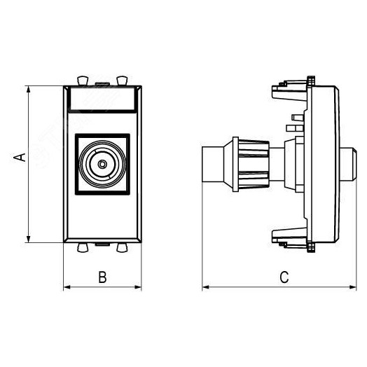 Avanti ТВ розетка оконечная ''Черный квадрат'', 16A, 1 модульная
