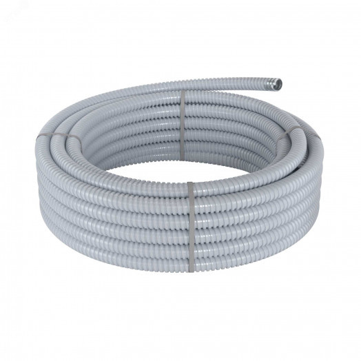 Металлорукав DN 26мм в ПВХ изоляции, Dвн 26,5 мм, Dнар 31,5, 25 м, цветсерый