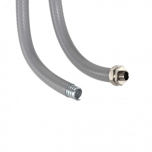 Металлорукав DN 10мм в гладкой ПВХ изоляции Dвнутр=10.0 мм Dнар= 15.0 IP66 (50м) серый