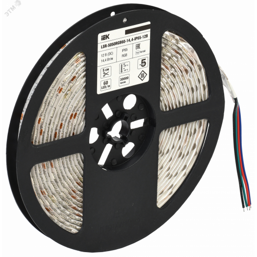 Лента светодиодная 5м LSR-5050RGB60-14,4-IP65-12В IEK