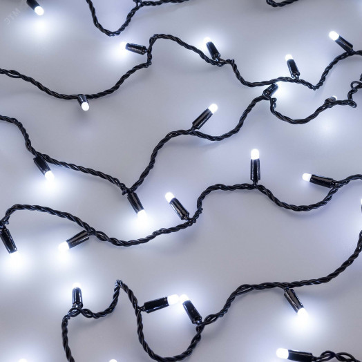 Гирлянда светодиодная декоративная ARD-STRING-CLASSIC-10000-BLACK-100LED-MILK-FLASH White (230V, 7W) (ARDCL, IP65)