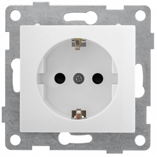 GUSI Bravo механизм розетки 1-ой с/з с з/ш,  скрытая  установка, 16А, 250В. Цвет белый.