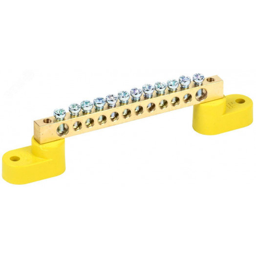 Шина PE земля на двух угловых изоляторах ШНИ-6х9-12-У2-Ж