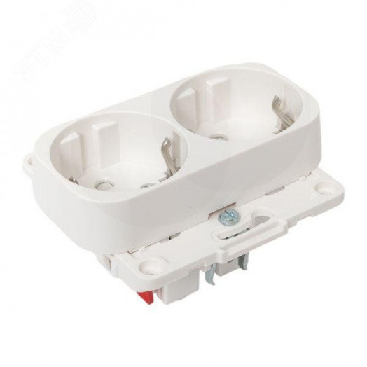 Стокгольм Механизм Розетки 2-местной с/з 16А белый с защ. штор.