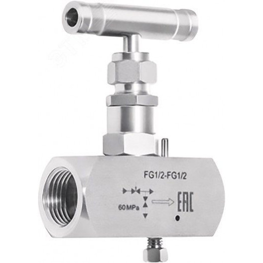 Клапан игольчатый 1/2' - 1/2' внутр.-наруж., мате иал - нержавеющая сталь, макс. рабочее давление - 40 МПа, макс. рабочая температура - 240 С