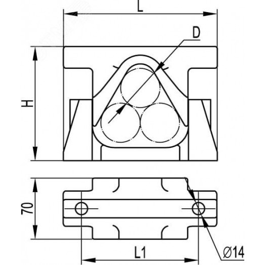 Держатель кабельный 35-55мм для крепления в треугольник