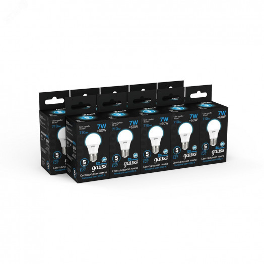 Лампа светодиодная LED 7 Вт 710 лм 6500К А60 груша холодный E27 AC 220В Black Gauss