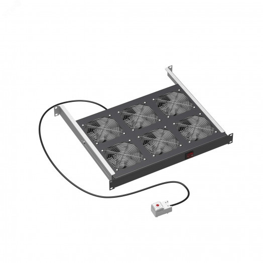 19дюйм Вентиляторный модуль, 6 вентиляторов с термостатом RAL 9005