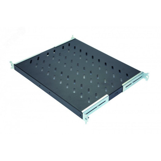 Полка стационарная 1U до 50кг 370мм для шкафов    глубиной 600 мм регулируемые кронштейны черный    антрацит