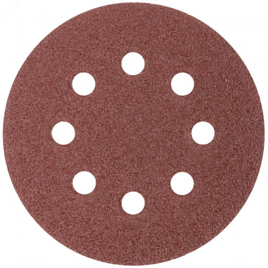 Круги шлифовальные с отверстиями (липучка), алюминий-оксидные, 125 мм, 5 шт Р 36