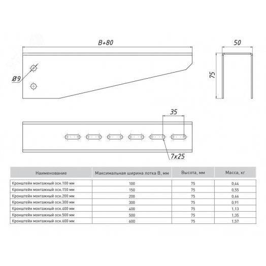 Кронштейн монтажный 500 мм