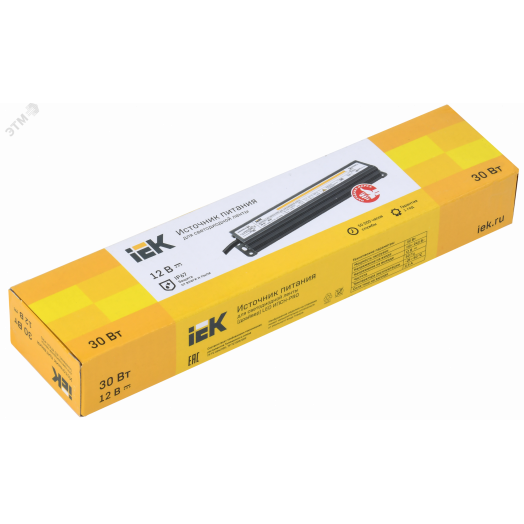 Драйвер LED ИПСН-PRO 30Вт 12 В блок- шнуры IP67 IEK