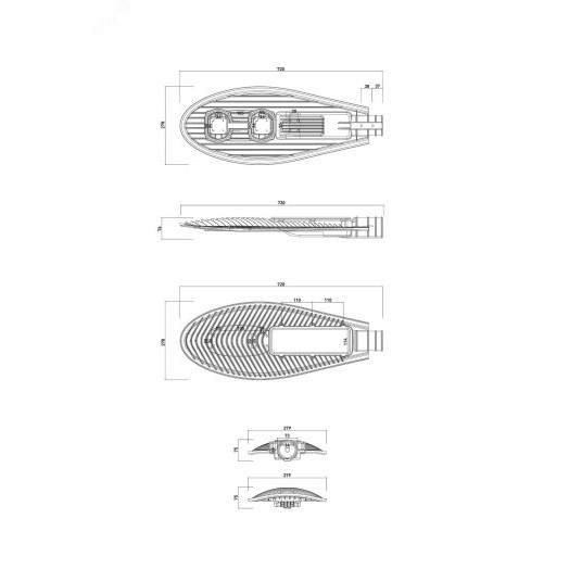 Светильник светодиодный уличный консольный ДКУ-100Вт SPP-5-100-5K-W IP65 100Вт 11000лм 5000К 720x28 0x100 (КСС ''Ш'') (40)