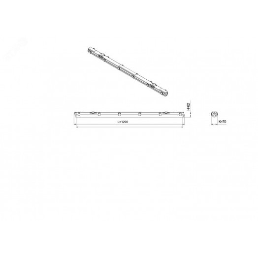 Светильник светодиодный под лампу Т8 SPP-101-0-001-120 Св-к IP65 T8 G13 1200мм (12/216)