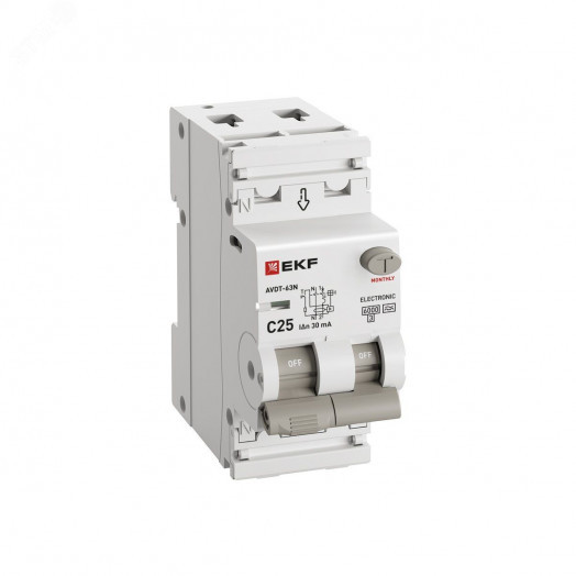 Выключатель автоматический дифференциальный  АВДТ-63N 1P+N 25А (C) 30мА (A) эл 6кА PROXIMA