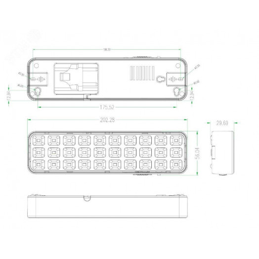 Светильник светодиодный аварийный непостоянный DBA-102-0-20 30LED 5ч IP20 выход (40/1920)