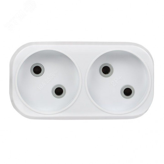 Тройник на 2 розетки без заземления 6А