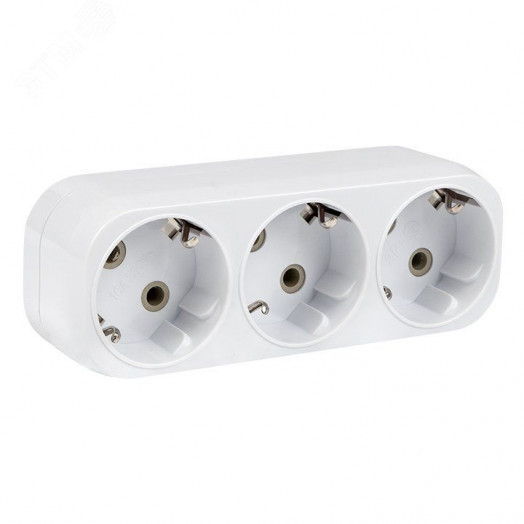 Тройник на 3 гнезда с заземлением 16А