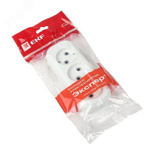 Колодка 3 гнезда без заземления 10А Эксперт