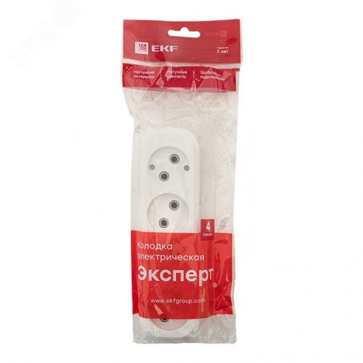 Колодка 4 гнезда без заземления 10А Эксперт