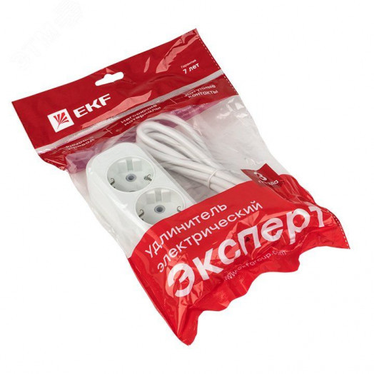 Удлинитель Эксперт 3 гнезда 2 метра 16А/3,0кВт с заземлением ПВС 3х1 EKF PROxima