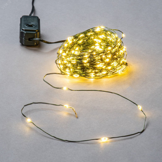 Гирлянда светодиодная Роса 20м 200 светодиодов Теплый белый свет Провод зеленый ТМ Uniel ULD-S2000-200/DGA WARM WHITE IP20 DEW