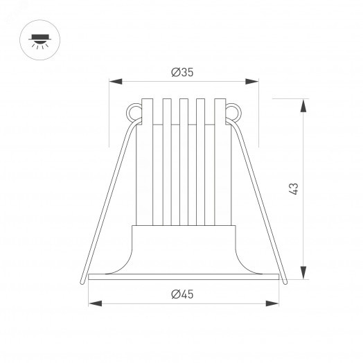 Светильник MS-FOGGY-BUILT-R45-5W Warm3000 (WH, 36 deg, 230V) (Arlight, IP54 Металл, 5 лет)