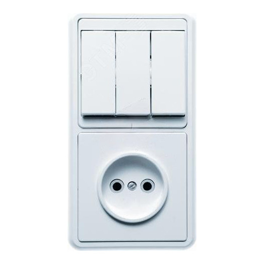 БЭЛЛА Блок комбинированны скрытой установки (техклавишный выключатель+розетка) БКВР-039, белый