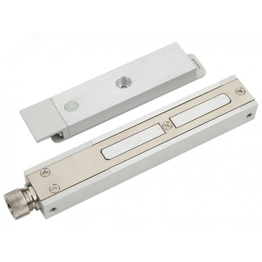 Замок электромагнитный взрывозащищенный ALM-FM-M21-G-12-M  с герконом, усилие удержания якоря 180 кгс, с постоянно присоединенным кабелем длиной 2 метра, с устройством ввода для монтажа небронированного кабеля в металлорукаве