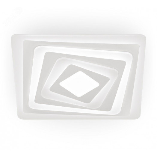 Люстра потолочная светодиодная диммируемая, TRAMPOLI, с ДУ, 3 режима, 490x490x60мм, 100Вт, 3000+6400K/4200K/6400+3000K, 36м, белый, 52224 9, Ritter