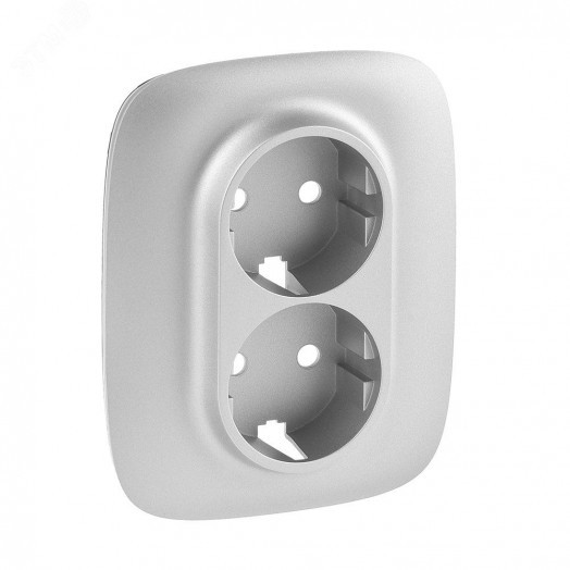 Valena ALLURE Лицевая панель для двойной силовой розетки 2х2К+З Алюминий