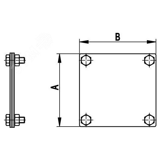 Соединитель полоса - полоса 80х70 мм медь