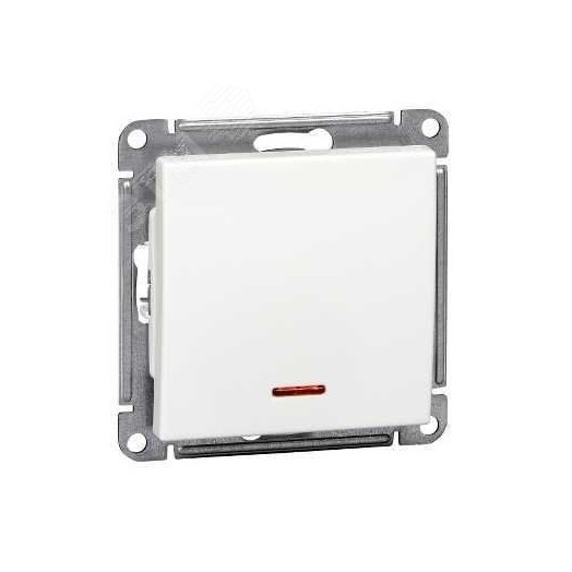 Выключатель одноклавишный, с подсветкой, 10АХ, механизм, белый
