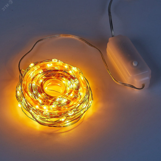 Гирлянда светодиодная Роса 20м 200 светодиодов  Янтарный свет Провод прозрачный ТМ Uniel ULD-S2000-200/DTA AMBER IP20 DEW