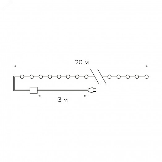 Гирлянда светодиодная Роса 20м 200 светодиодов  Янтарный свет Провод прозрачный ТМ Uniel ULD-S2000-200/DTA AMBER IP20 DEW