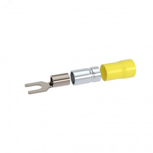 Наконечник вилочный с изолир.фланцем ПВХ, двойная гильза, 2,5-6 кв.мм М4 (д.4,3 мм) (НВИ)