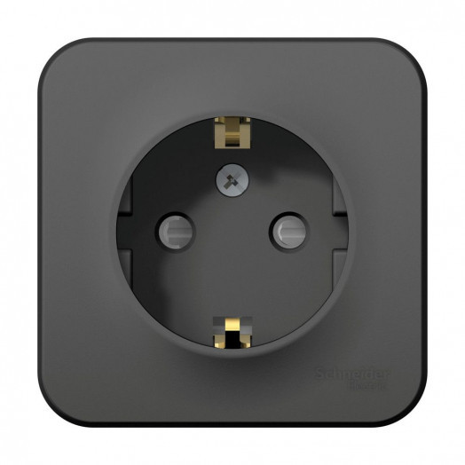 BLANCA  розетка наружная  с заземлением со шторками, 16А, 250В, антрацит