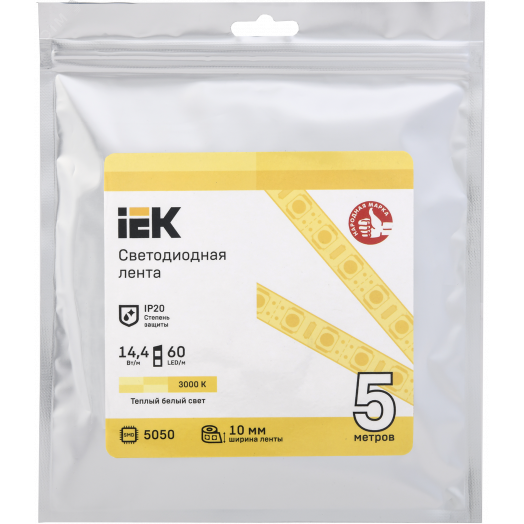 Лента светодиодная 5м LSR-5050WW60-14,4-IP20-12В IEK