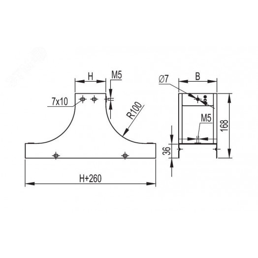 Крышка-ответвитель TS основание 200 H80 в комплекте с крепежными элементами и соединительными пластинами