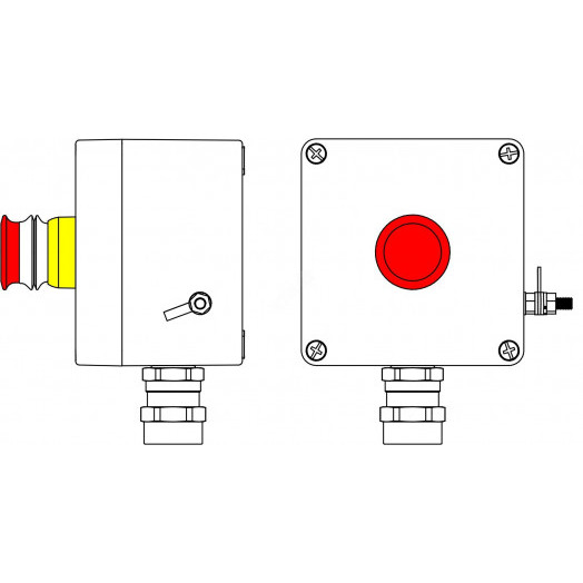 Взрывозащищенный пост управления из полиэстера CPE-Р-03 -(1xP3E(11)) -1x6018AASBKGM2SB(C)1Ex d e IIC T6 Gb / Ex tb IIIC T80°C Db IP66
