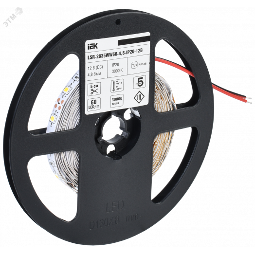 Лента светодиодная 5м LSR-2835WW60-4,8-IP20-12В IEK