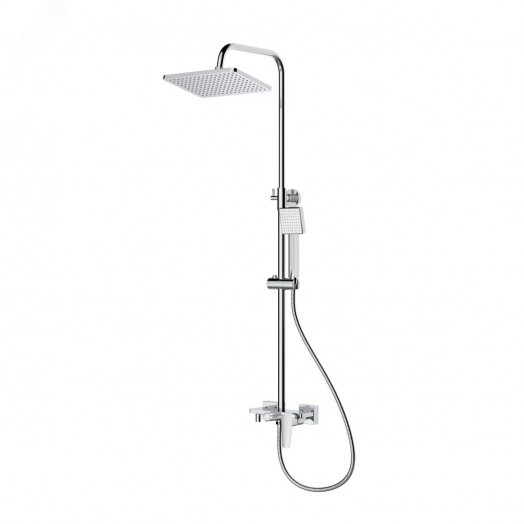 Система душевая 2-х функциональная со смесителем без излива (тропический душ, лейка стационарная), латунь