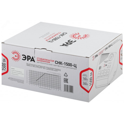 Стабилизатор напряжения компактный СНК-1500-Ц цифровой дисплей 160-260В/220В, 1500ВА